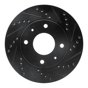 Hyundai Sonata Brake Rotor (1) - Front Right - R1 Concepts - Drilled & Slotted - Black - `01-`03